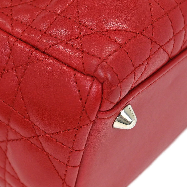 Christian Dior Red Lambskin Lady Dior Cannage 2way Handbag 15-BO-1101 186966
