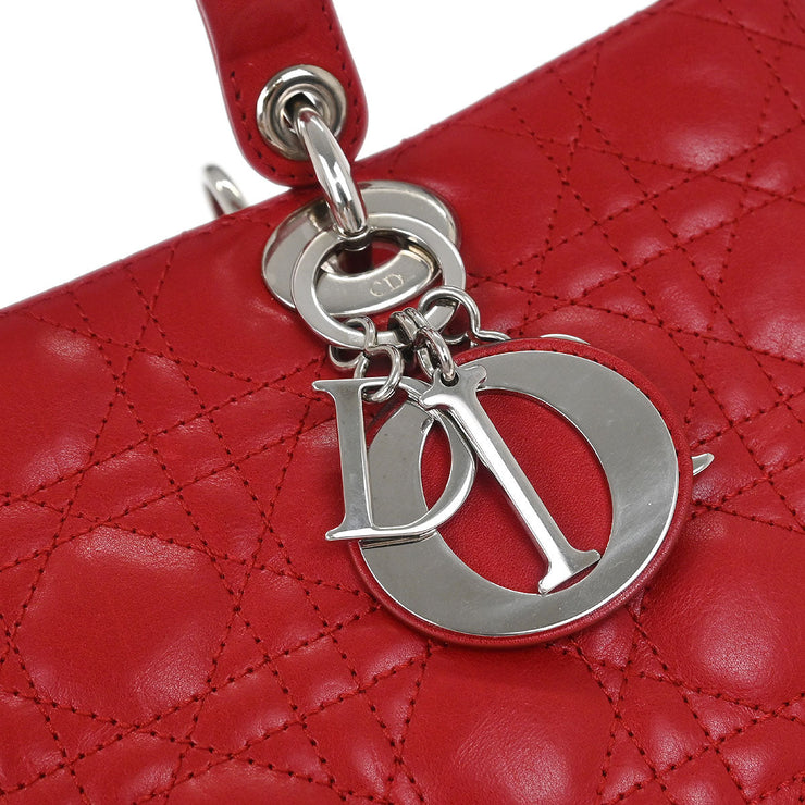 Christian Dior Red Lambskin Lady Dior Cannage 2way Handbag 15-BO-1101 186966
