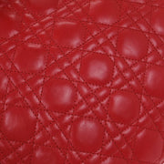 Christian Dior Red Lambskin Lady Dior Cannage 2way Handbag 15-BO-1101 186966