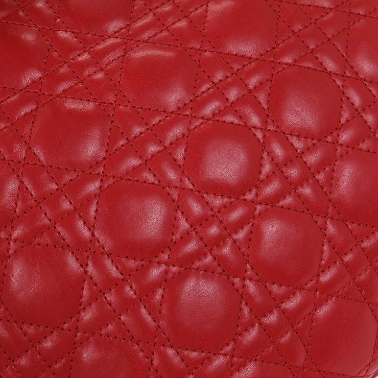 Christian Dior Red Lambskin Lady Dior Cannage 2way Handbag 15-BO-1101 186966