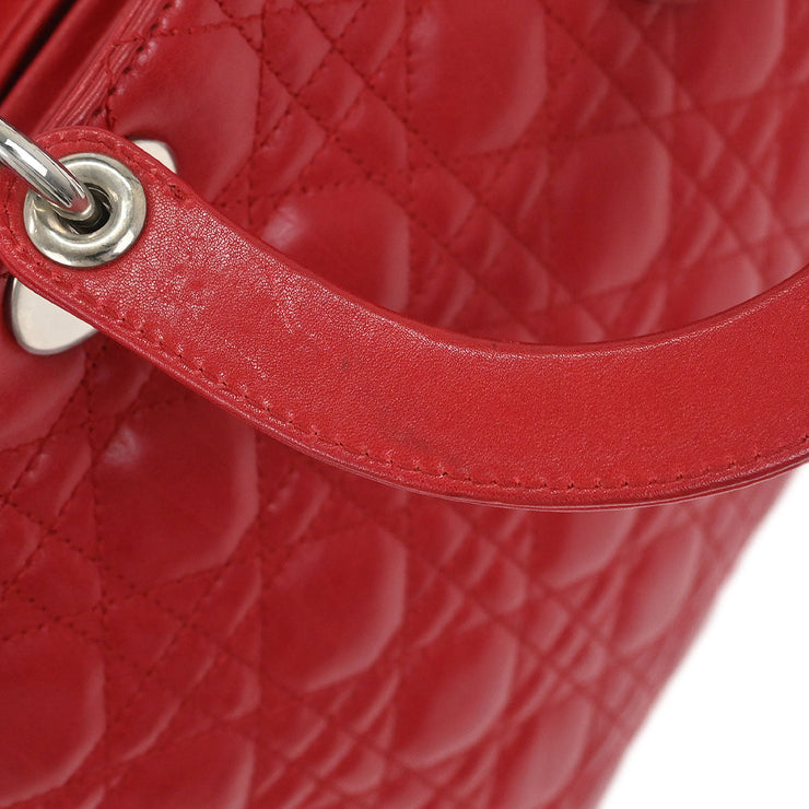 Christian Dior Red Lambskin Lady Dior Cannage 2way Handbag 15-BO-1101 186966