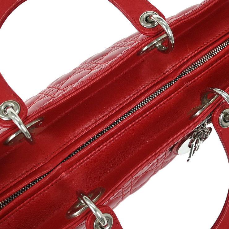 Christian Dior Red Lambskin Lady Dior Cannage 2way Handbag 15-BO-1101 186966