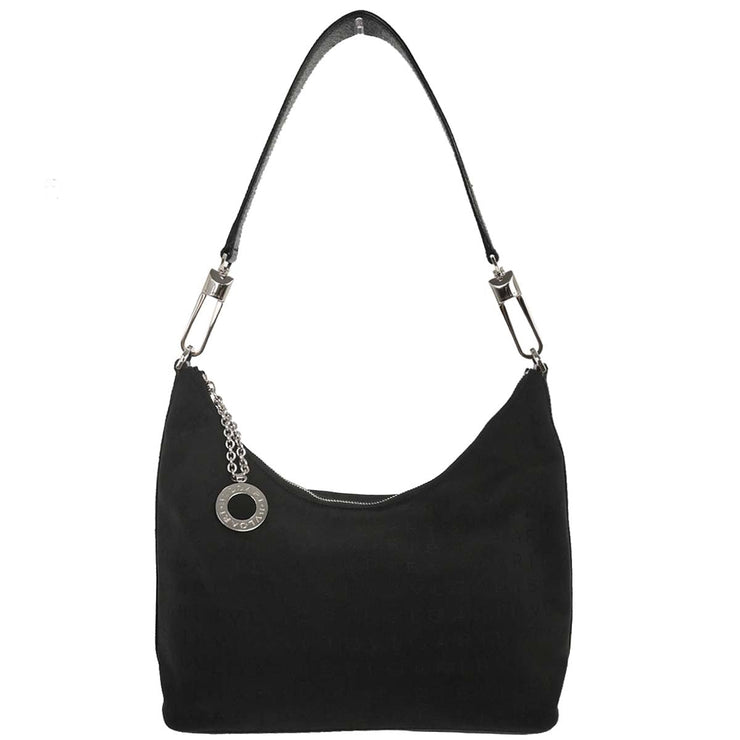 Bvlgari Black Canvas Logomania Hobo Handbag APEBER 186969