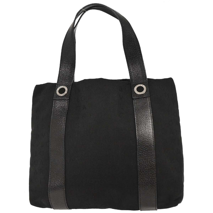 Bvlgari Black Canvas Logomania Tote Handbag MAEREA 186971
