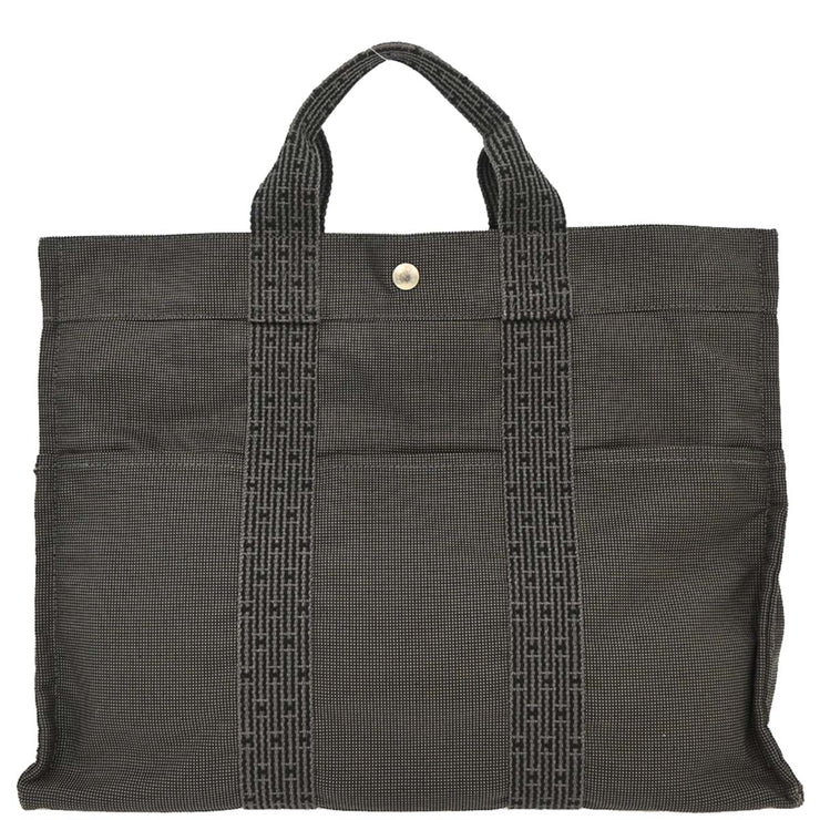 Hermes Gray Canvas Herline Tote MM Handbag 186974