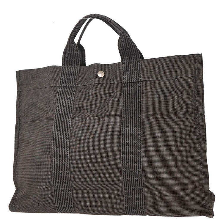 Hermes Gray Canvas Herline Tote MM Handbag 186980