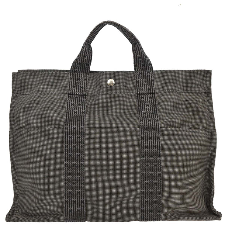 Hermes Gray Canvas Herline Tote MM Handbag 186984
