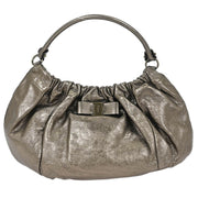 Salvatore Ferragamo Metallic Bronze Leather Vara Bow Handbag 186991