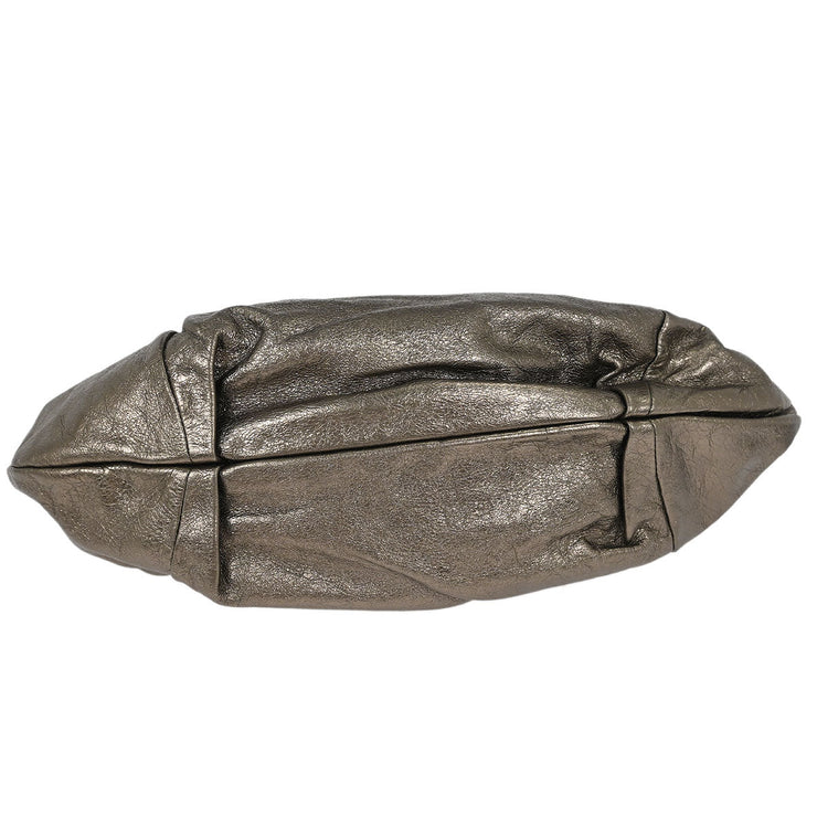 Salvatore Ferragamo Metallic Bronze Leather Vara Bow Handbag 186991