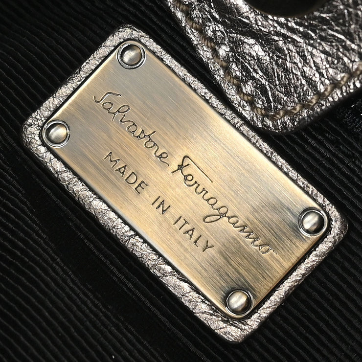 Salvatore Ferragamo Metallic Bronze Leather Vara Bow Handbag 186991