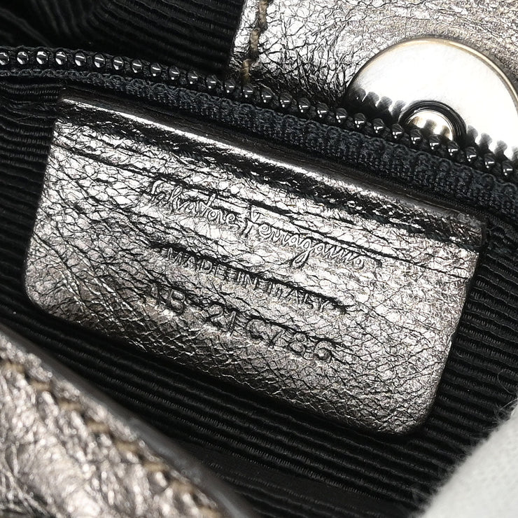 Salvatore Ferragamo Metallic Bronze Leather Vara Bow Handbag 186991