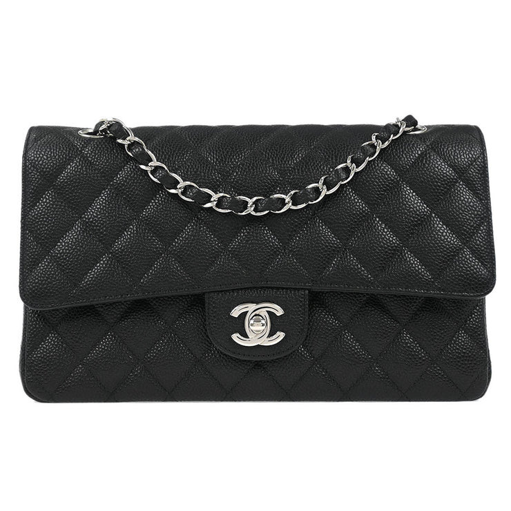 Chanel Black Calfskin Medium Classic Double Flap Shoulder Bag 186994