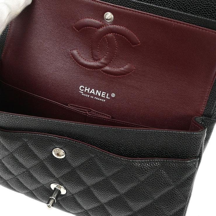 Chanel Black Calfskin Medium Classic Double Flap Shoulder Bag 186994