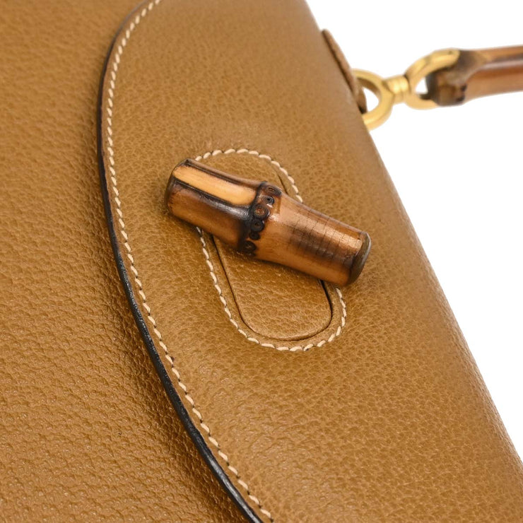 Gucci Brown Pigskin Bamboo 2way Handbag 000 46 0188 186997