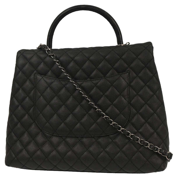 Chanel Black Calfskin Coco Handle 2way Handbag 187018