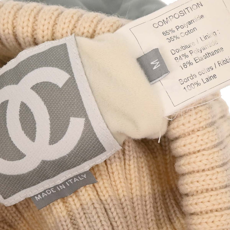 Chanel Light Blue Knit Cap Hat Sport Line #M Small Good 187019