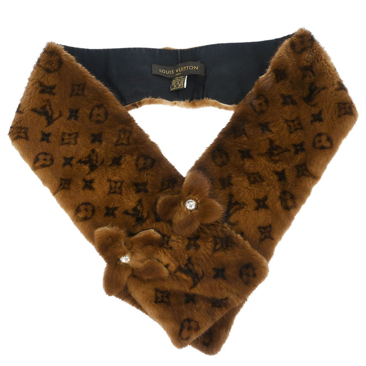 Louis Vuitton * Mink Shawl Stole M74259 Small Good 187020