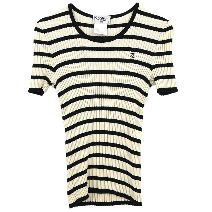 Chanel Short Sleeve Top White 98P #40 187022