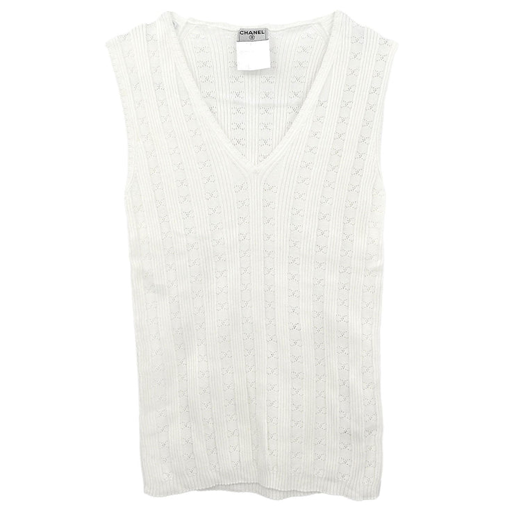 Chanel Sleeveless Tank Top White #38 05P 187023