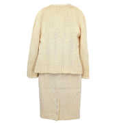 Chanel Setup Suit Collarless Jacket Skirt Off-white 96C #38 187024