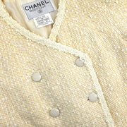 Chanel Setup Suit Collarless Jacket Skirt Off-white 96C #38 187024