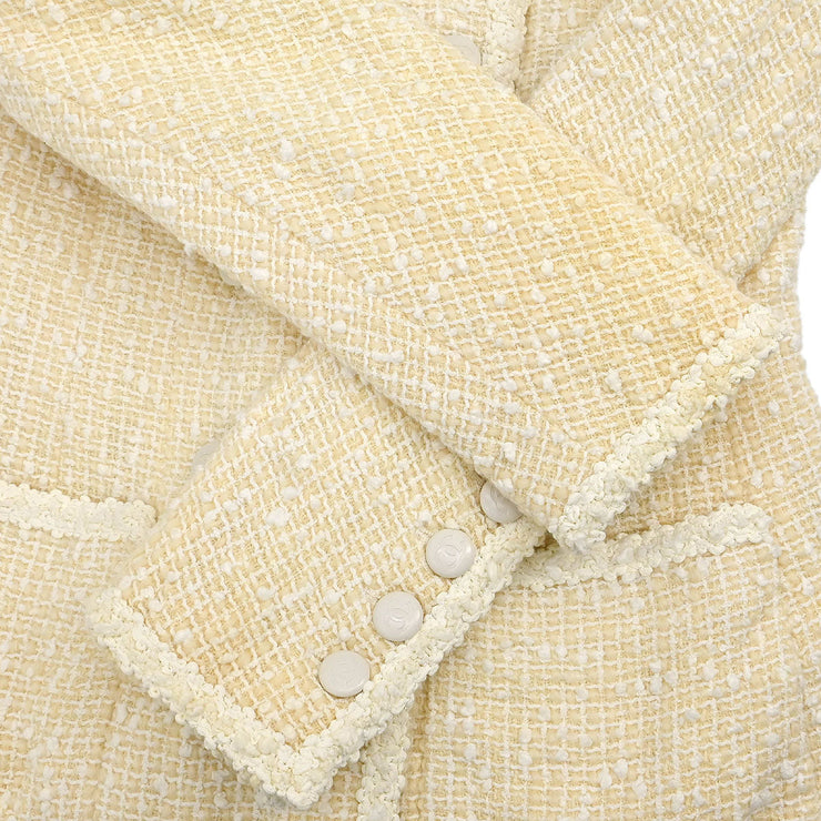 Chanel Setup Suit Collarless Jacket Skirt Off-white 96C #38 187024