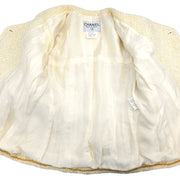 Chanel Setup Suit Collarless Jacket Skirt Off-white 96C #38 187024