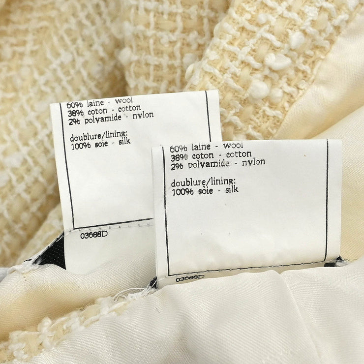 Chanel Setup Suit Collarless Jacket Skirt Off-white 96C #38 187024