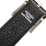 Hermes Black Ardoise Box Calf Togo Belt #80 Small Good Square:E 187031