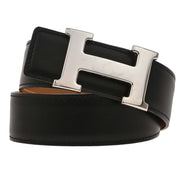 Hermes Black Gold Box Calf Constance Reversible Belt #65 Small Good Circle:Z08 187033