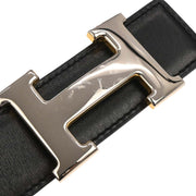 Hermes Black Gold Box Calf Constance Reversible Belt #65 Small Good Circle:Z08 187033