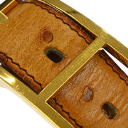 Hermes * Brown Ostrich Belt #85 Small Good C.32 Square:B 187036