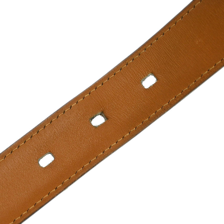 Hermes * Brown Ostrich Belt #85 Small Good C.32 Square:B 187036