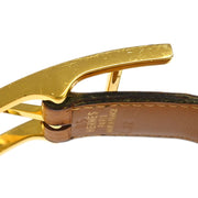 Hermes * Brown Ostrich Belt #85 Small Good C.32 Square:B 187036