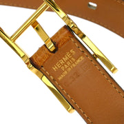 Hermes * Brown Ostrich Belt #85 Small Good C.32 Square:B 187036