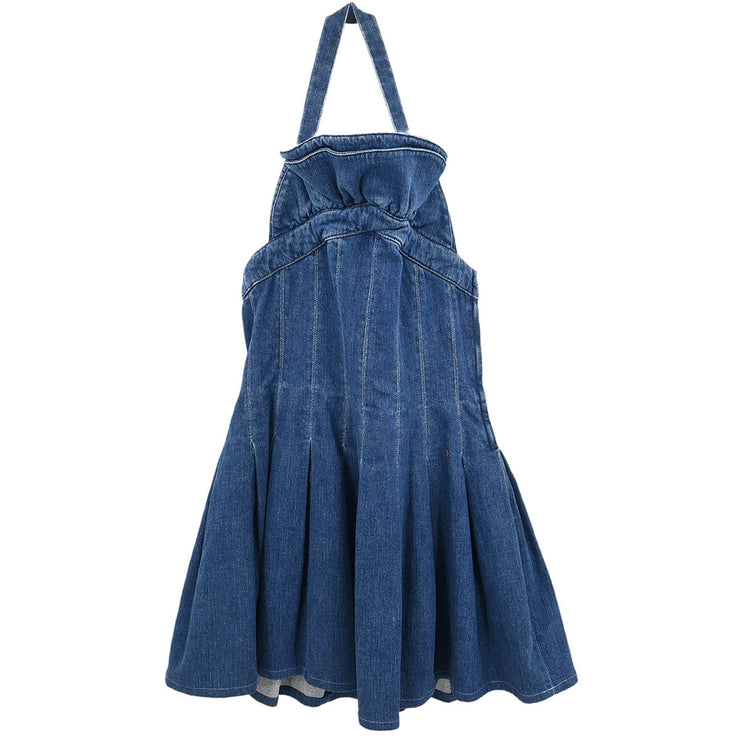 Chanel Denim Halter Dress Indigo 07C #36 187037