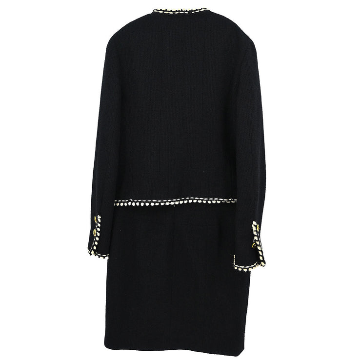 Chanel Setup Suit Jacket Skirt Black PCA94 #38 187038