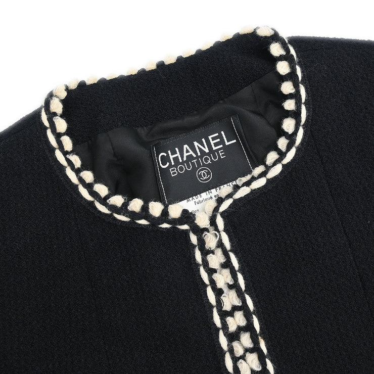 Chanel Setup Suit Jacket Skirt Black PCA94 #38 187038
