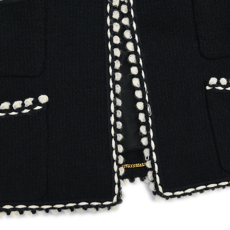 Chanel Setup Suit Jacket Skirt Black PCA94 #38 187038