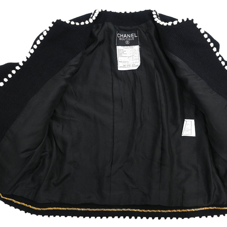 Chanel Setup Suit Jacket Skirt Black PCA94 #38 187038
