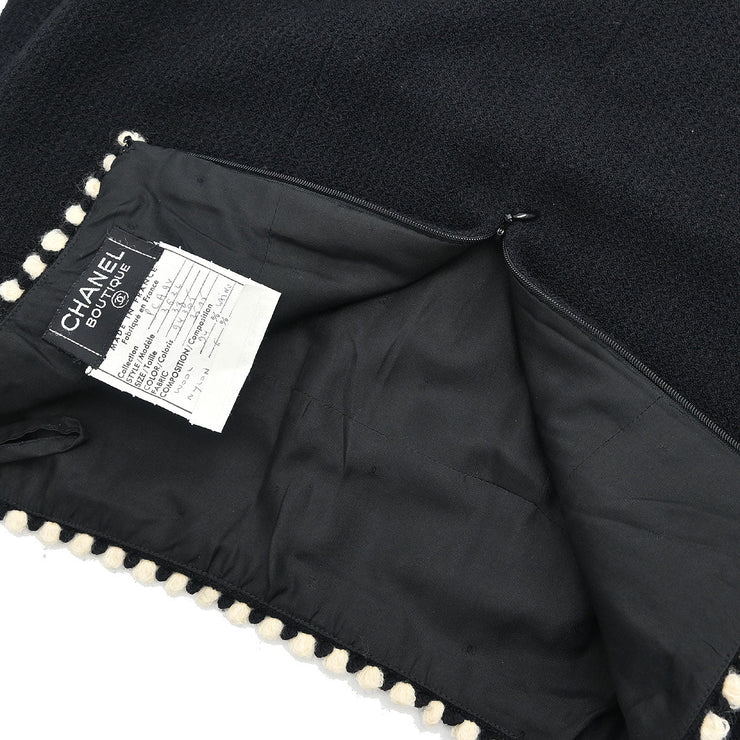Chanel Setup Suit Jacket Skirt Black PCA94 #38 187038