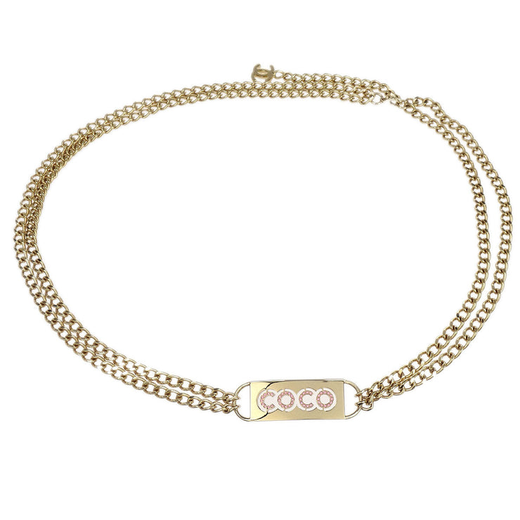 Chanel Rhinestone Chain Belt Gold 02P 187039