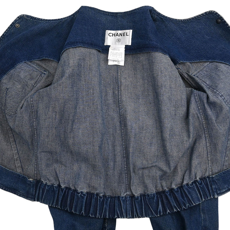 Chanel Collarless Denim Jacket Indigo 06P #36 187040