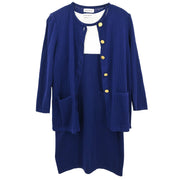 Yves Saint Laurent Setup Cardigan Dress Navy WD37-078 WMS7-079 #M 187061