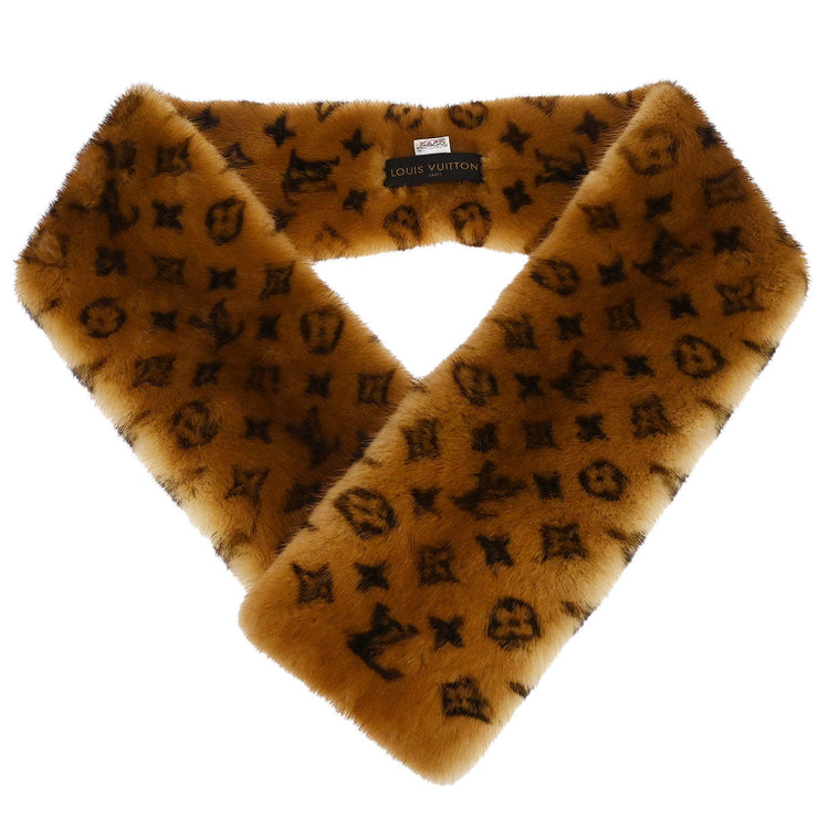 Louis Vuitton * Mink Echarpe Shawl Stole M72245 Small Good 187076