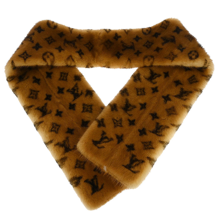 Louis Vuitton * Mink Echarpe Shawl Stole M72245 Small Good 187076