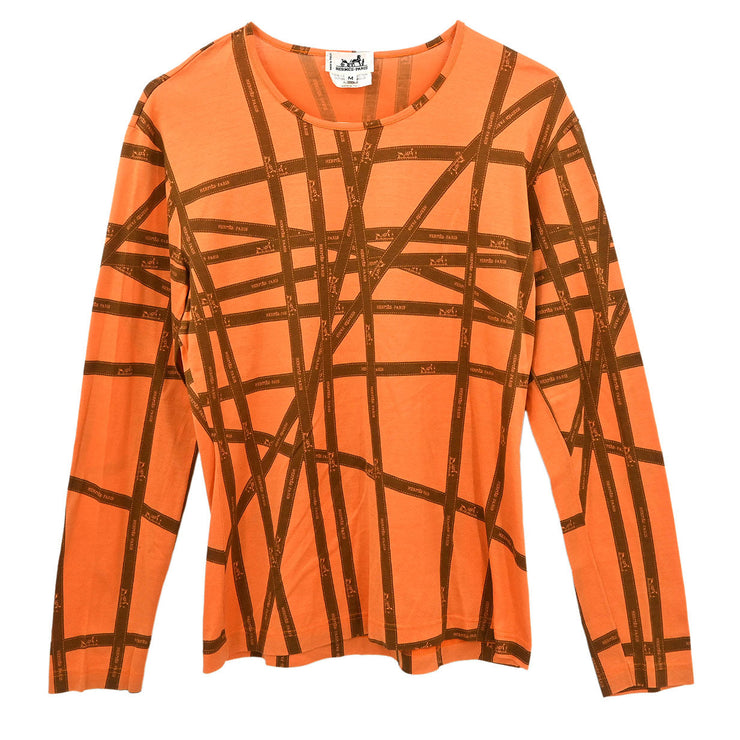 Hermes Long Sleeve T-shirt Top Orange #M 187080