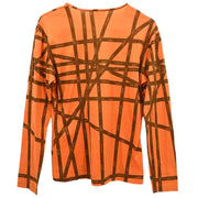 Hermes Long Sleeve T-shirt Top Orange #M 187080
