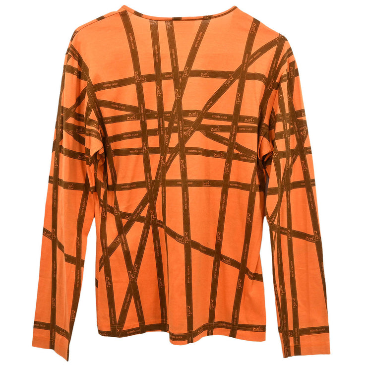 Hermes Long Sleeve T-shirt Top Orange #M 187080