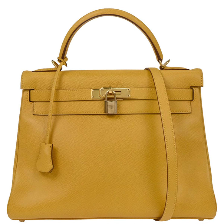 Hermes Jaune Courchevel Kelly 32 Retourne 2way Handbag  Square: D 23.S 187096